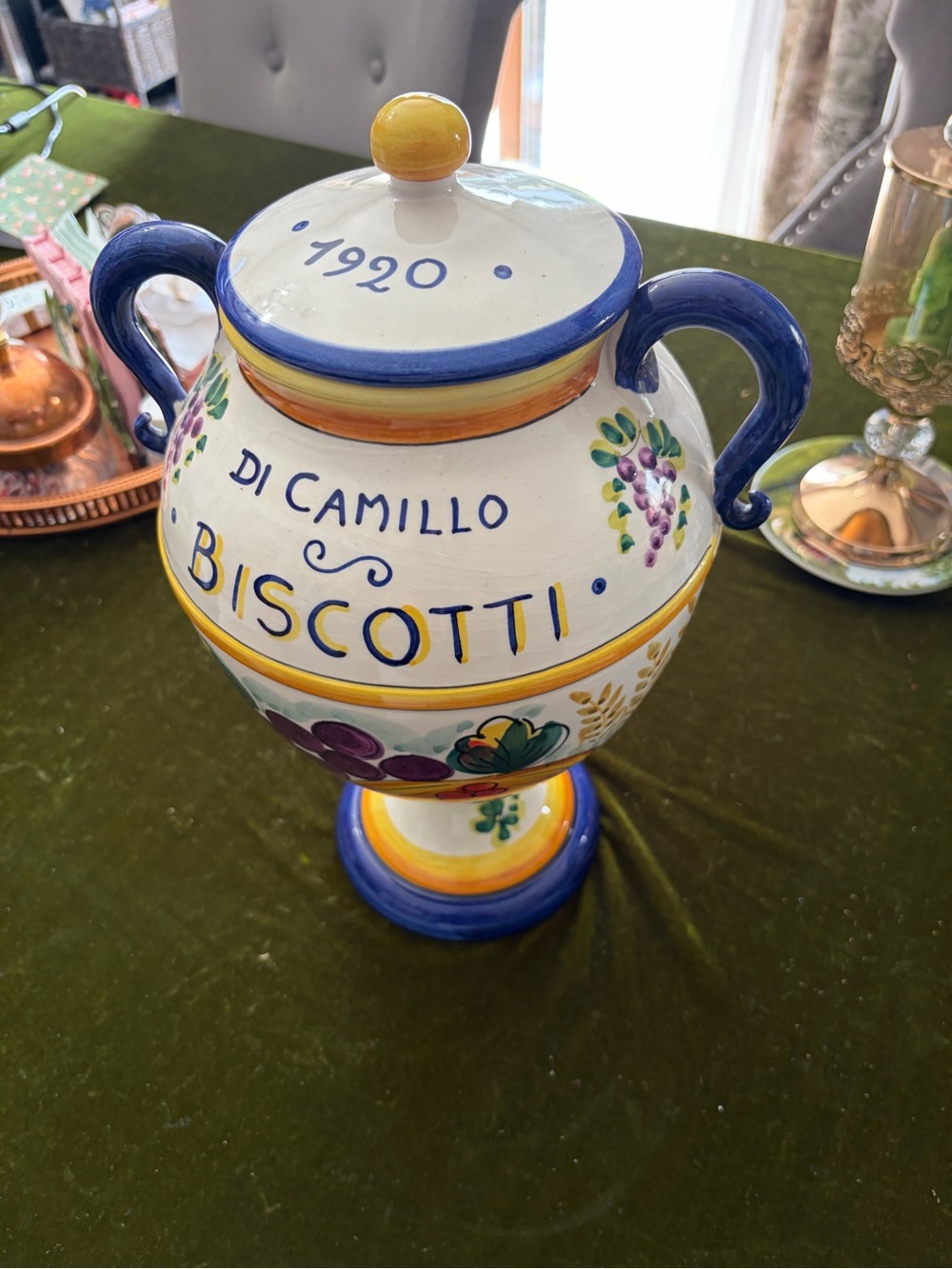 Hand-Painted Biscotti Jar - Multicolor Ceramic Canister - Picture 13 of 13